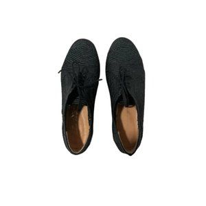 Robert Clergie Black Pinto Woven Raffia Espadrille Broque Oxford Platforms
